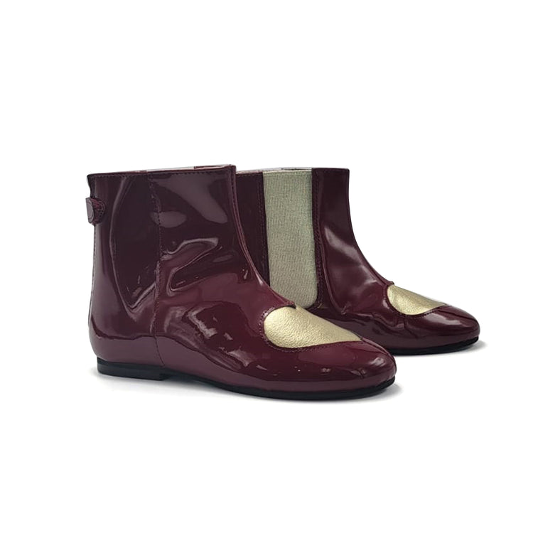 Sonatina Philia Burgundy Patent Heart Bootie