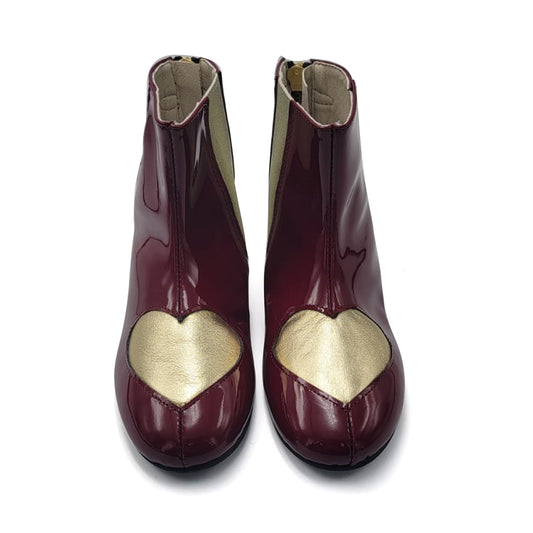 Sonatina Philia Burgundy Patent Heart Bootie