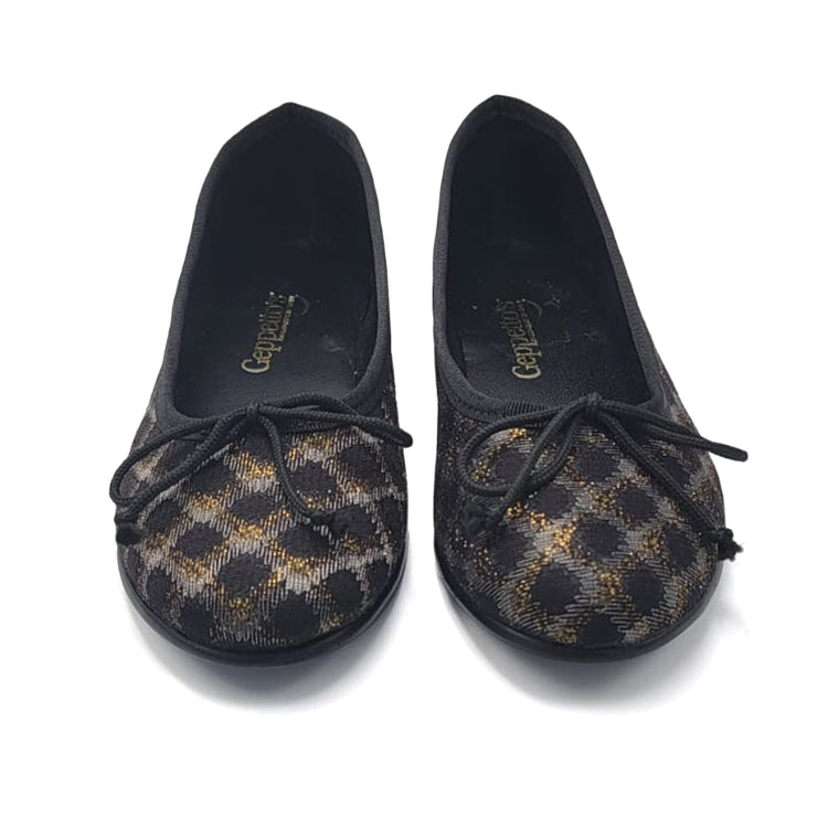 Geppettos Abby Black Gold Lattice Ballet Flat