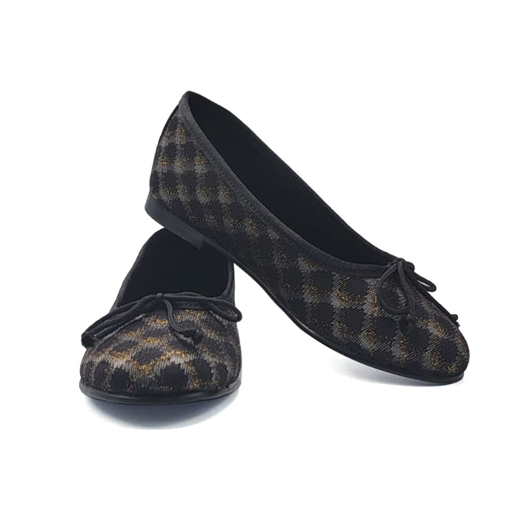 Geppettos Abby Black Gold Lattice Ballet Flat