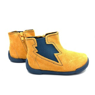 Vulladi Mustard Suede Blue Elastic Bootie 2776