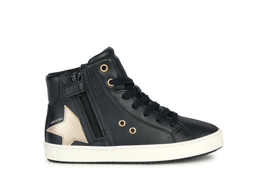 GEOX Black & Platinum Star Hi Top Sneaker J044