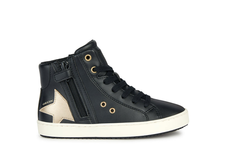 GEOX Black & Platinum Star Hi Top Sneaker J044