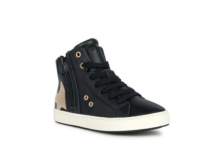 GEOX Black & Platinum Star Hi Top Sneaker J044