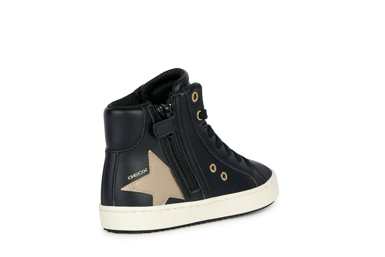 GEOX Black & Platinum Star Hi Top Sneaker J044