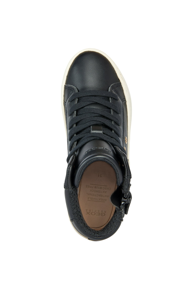 GEOX Black & Platinum Star Hi Top Sneaker J044