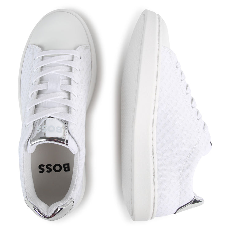 Hugo Boss Monogram Canvas White Silver Lace Sneaker J50885