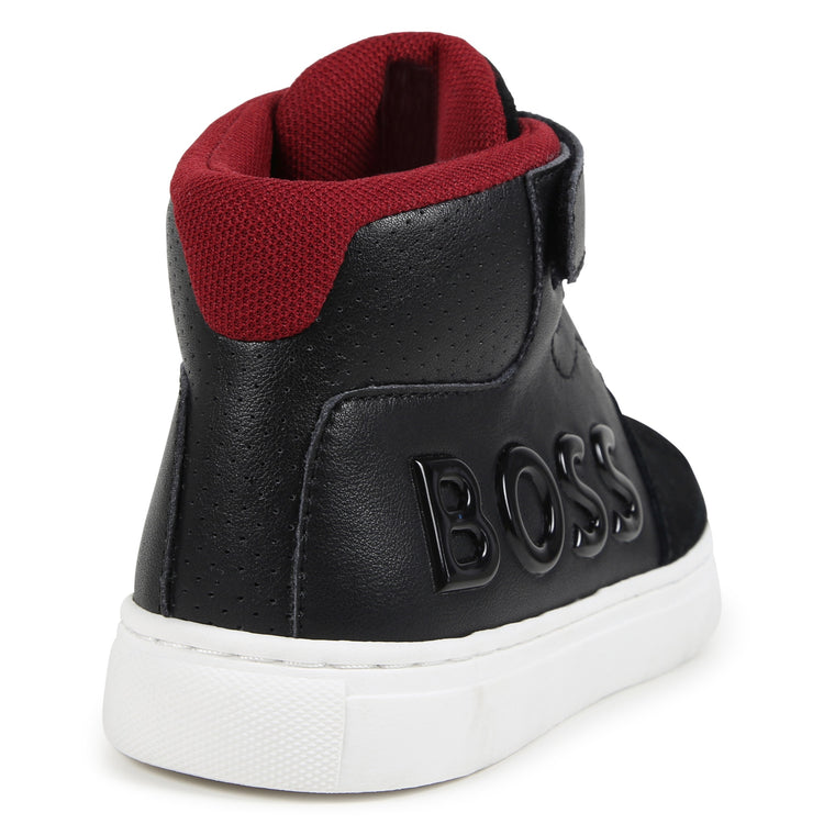 Hugo Boss Black Red Velcro High Top Sneaker J51317