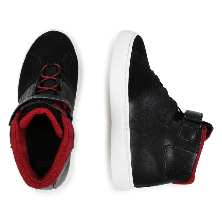 Hugo Boss Black Red Velcro High Top Sneaker J51317