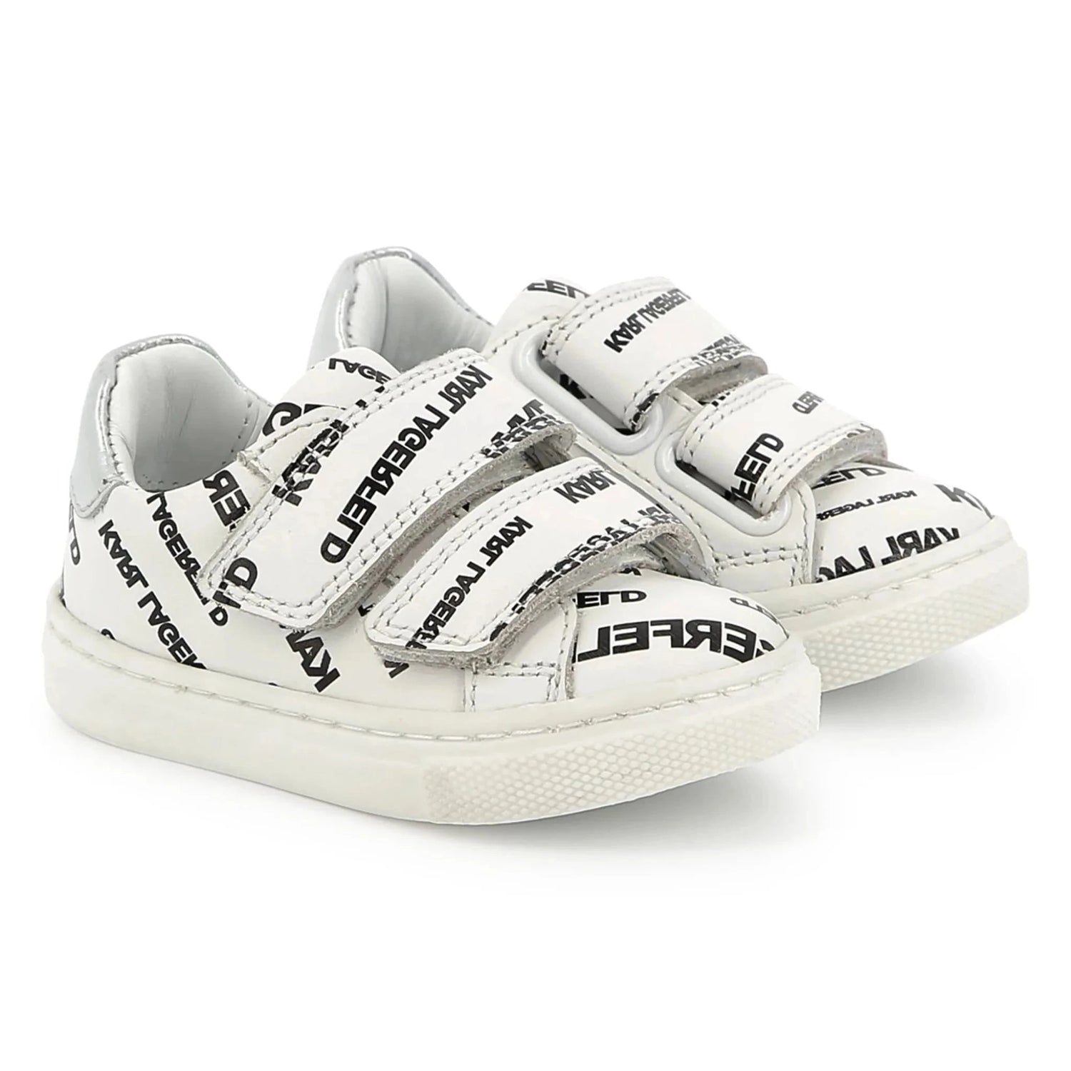 Karl Lagerfeld White Black Infant Velcro Sneaker Z30542