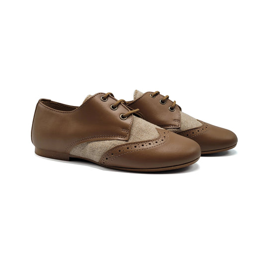 Maria Catalan Camel Linen Lace Oxford 505709