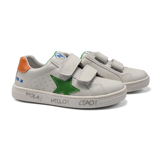 Naturino Pinn Green Orange Velcro Sneaker