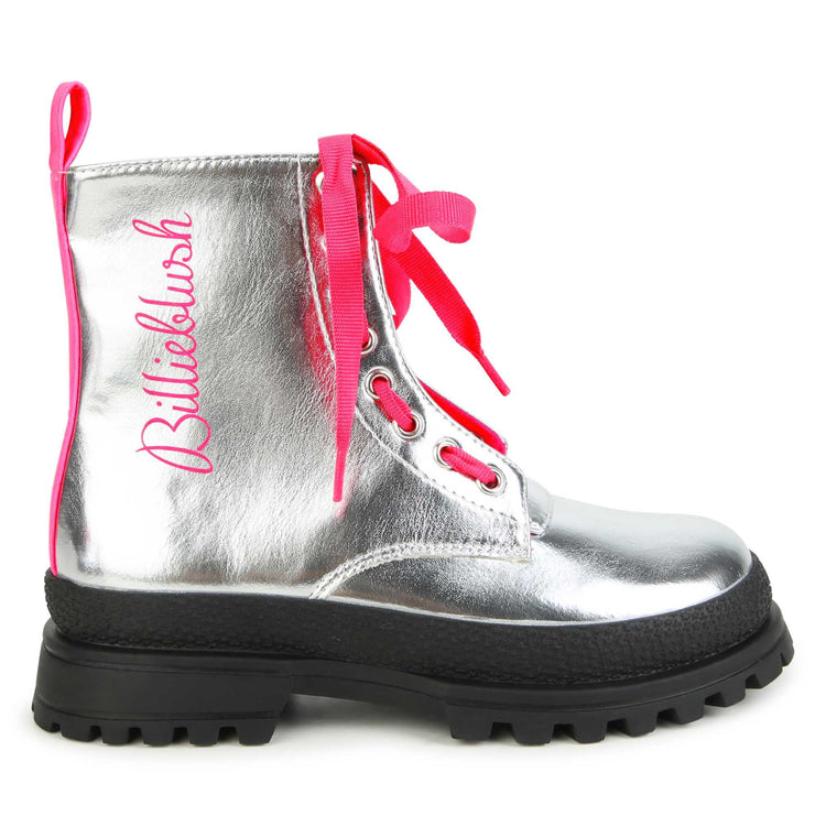 Billie Blush Silver Leather Pink Lace Boot 9368