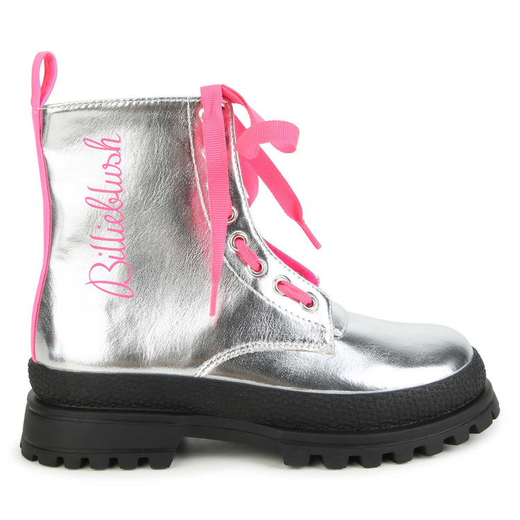 Billie Blush Silver Leather Pink Lace Boot 9368