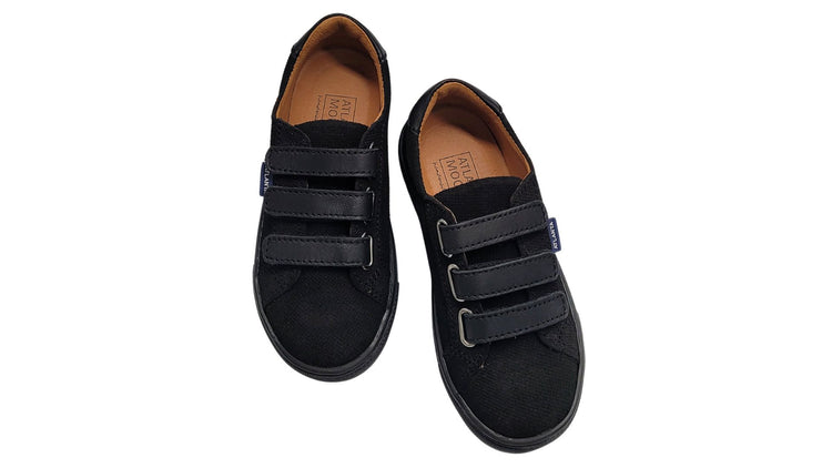 Atlanta Mocassin Black Twill velcro sneaker  523