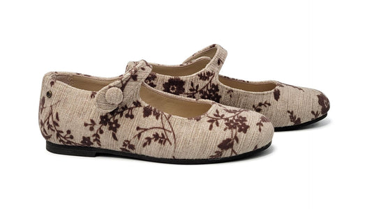 Manuela De Juan Taupe Floral Mary Jane S2970