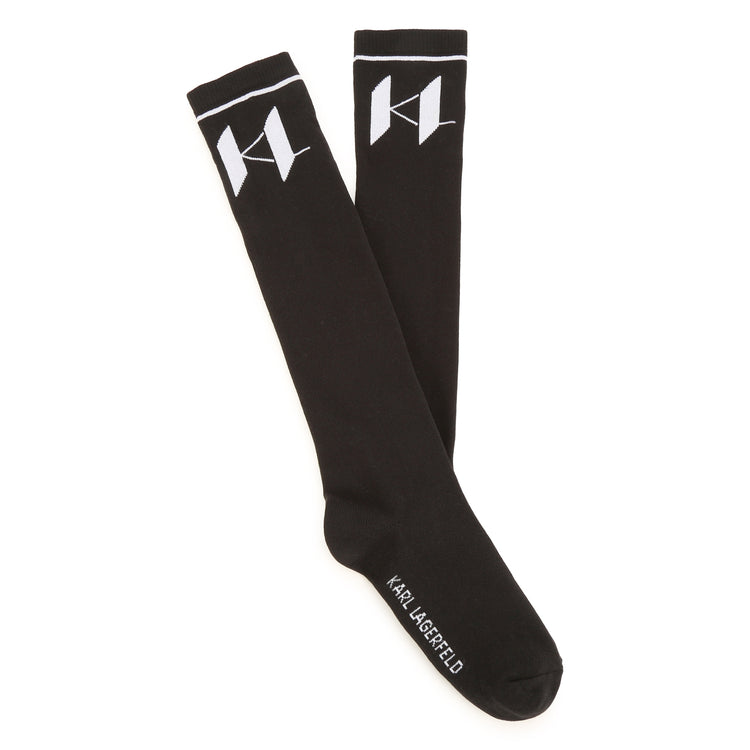 KARL LAGERFELD Black Polymaid Knee Sock Z10164