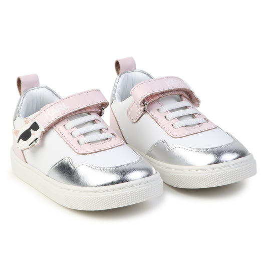 Karl Lagerfeld Grey Silver Pink Velcro Sneaker Z30015