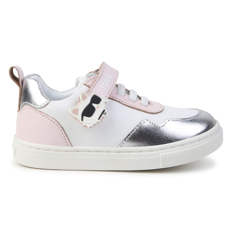 Karl Lagerfeld Grey Silver Pink Velcro Sneaker Z30015