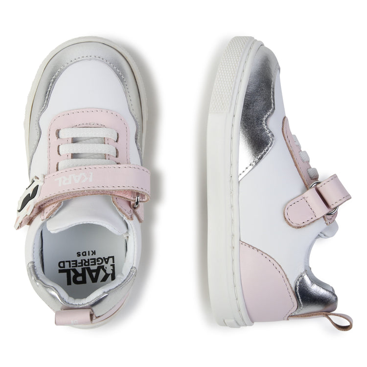 Karl Lagerfeld Grey Silver Pink Velcro Sneaker Z30015