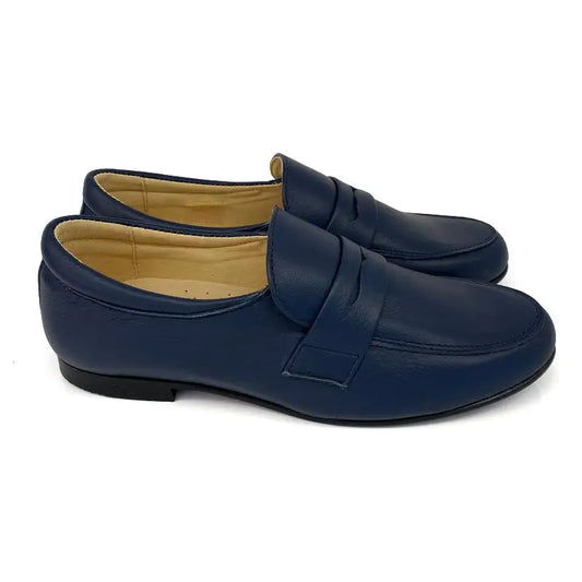 Andanines Navy Leather Penny Slip on 202751 - 26 - BOYS