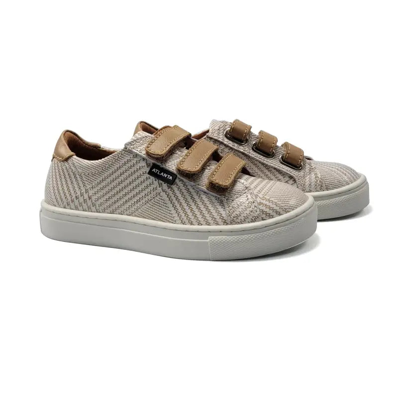 Atlanta Mocassin Beige Hounds 3 Strap Velcro Sneaker 523 - GIRLS