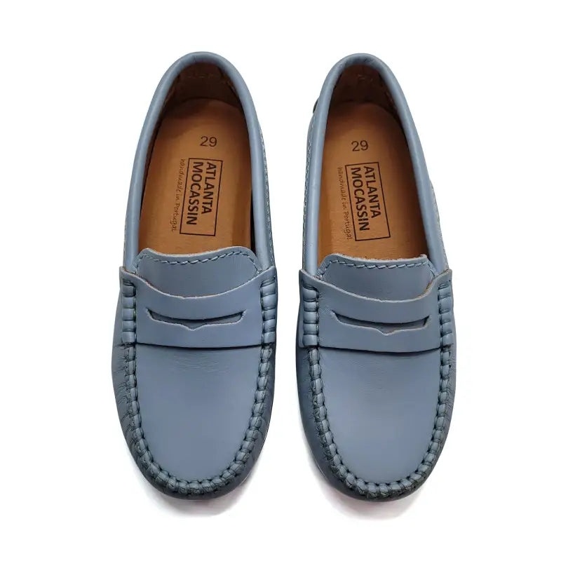 Atlanta Mocassin Blue Sky Smooth Penny Loafer 032 - GIRLS