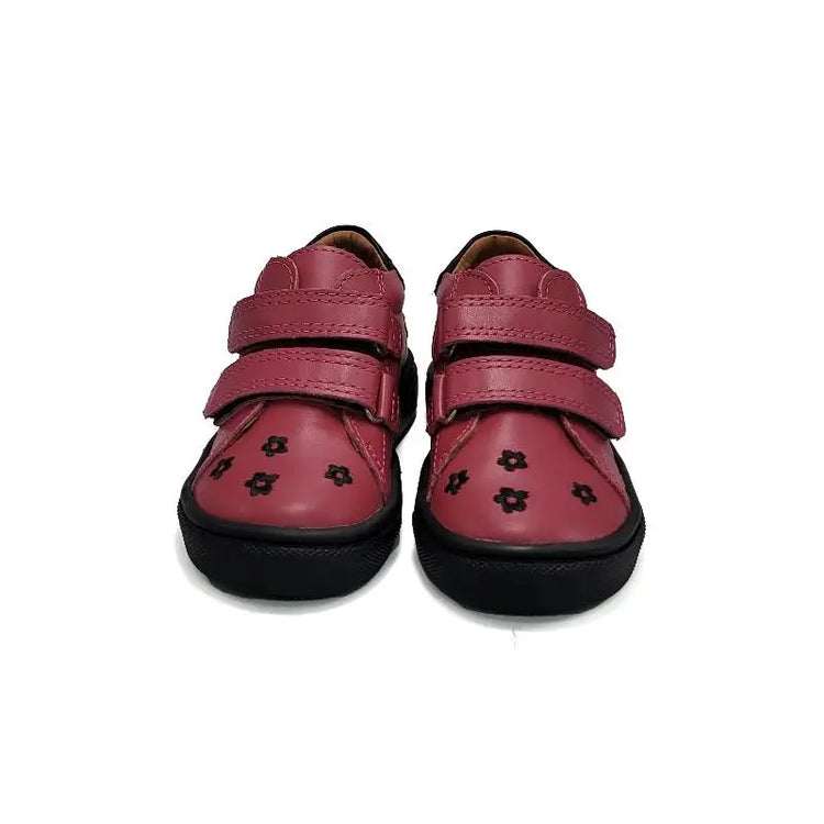 Atlanta Mocassin Rasberry Flowers Velcro Sneaker 152 - FIRST WALKER