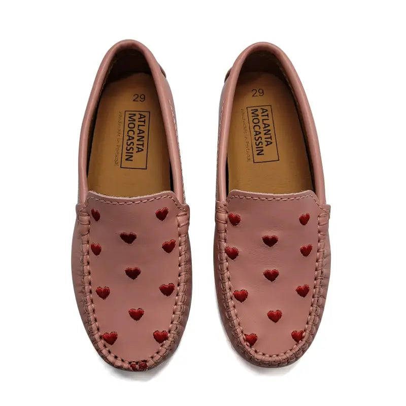 Atlanta Mocassin Salmon Heart Loafer 015 - GIRLS