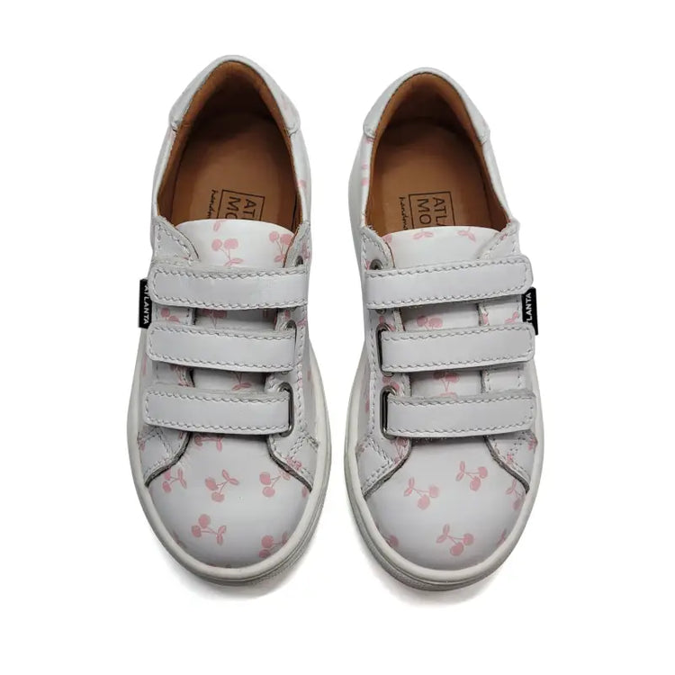 Atlanta Mocassin White Cherry Velcro Sneaker 523 - GIRLS