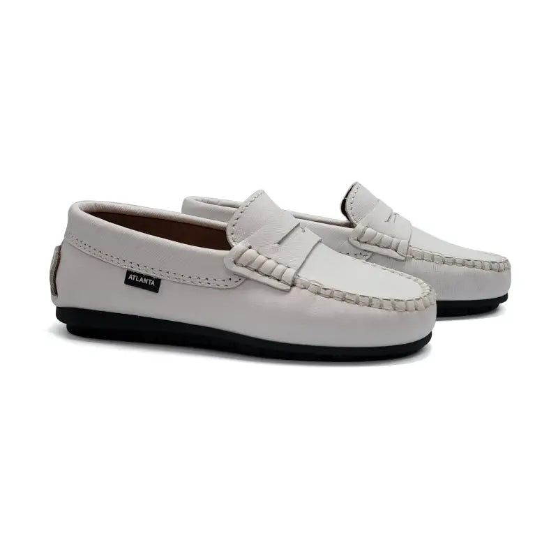 Atlanta Mocassin White Safiano Penny Loafer 032 - GIRLS