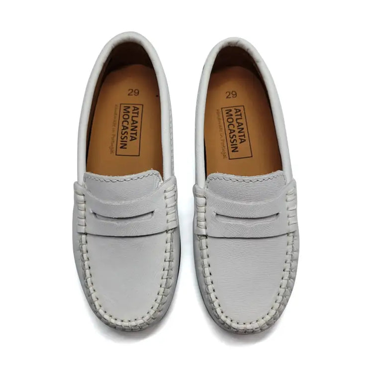 Atlanta Mocassin White Safiano Penny Loafer 032 - GIRLS