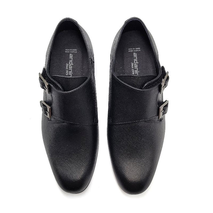 Andanines Black Saffiano Double Monk Dress Shoe 221954 - BOYS