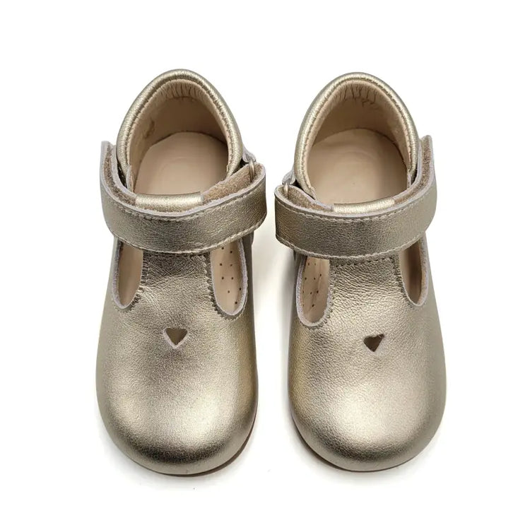 Blublonc Amore Gold Hearts Baby Shoe - FIRST WALKER