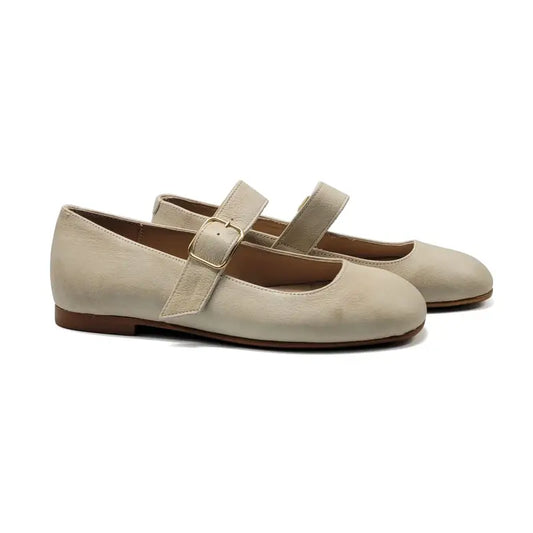 Blublonc Catalina Brushed Ivory Buckle Mary Jane - GIRLS