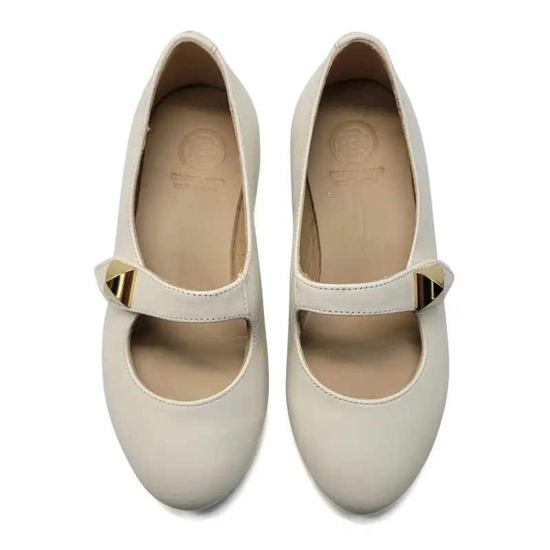 Blublonc Cia Ivory Gold Velcro Mary Jane - GIRLS