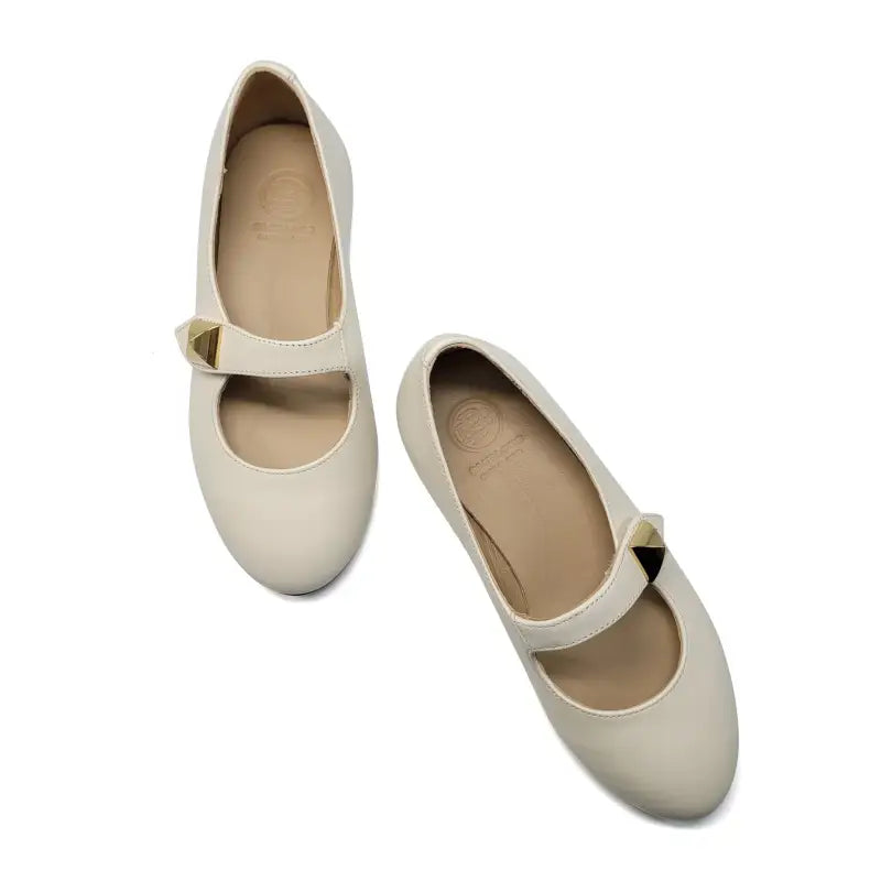 Blublonc Cia Ivory Gold Velcro Mary Jane - GIRLS