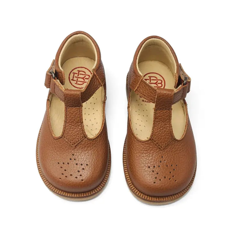 Blublonc Star Cognac T- Strap Baby Shoe - BOYS