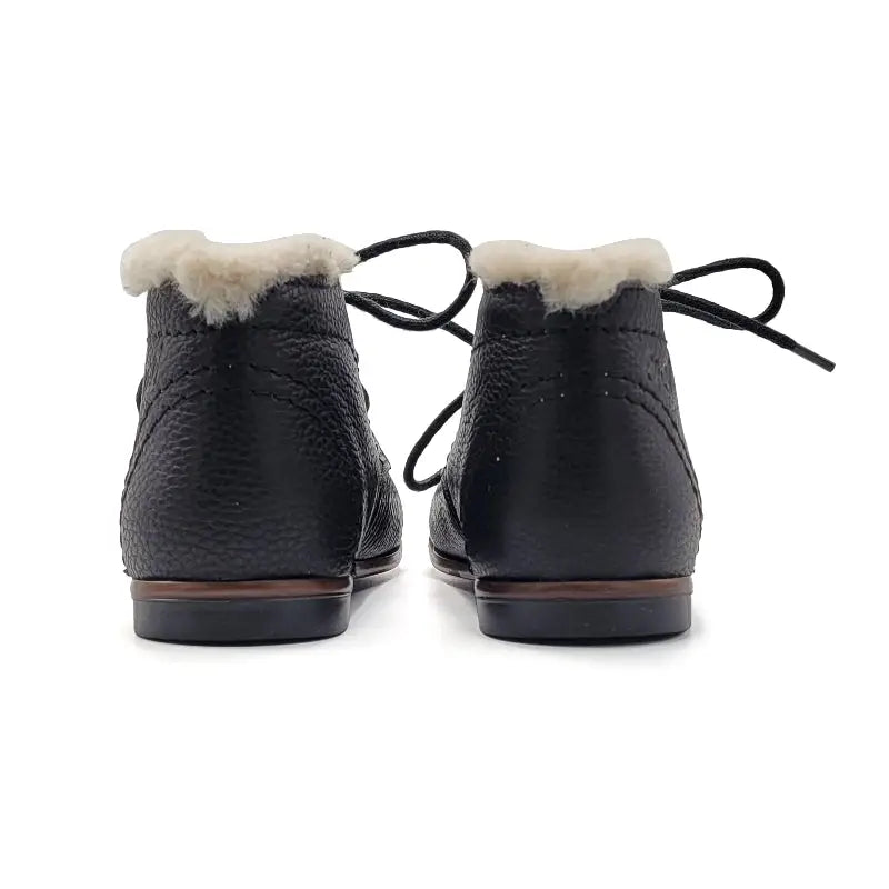 EMEL Black Pebbled Fur Toddler Bootie 2408 - FIRST WALKER