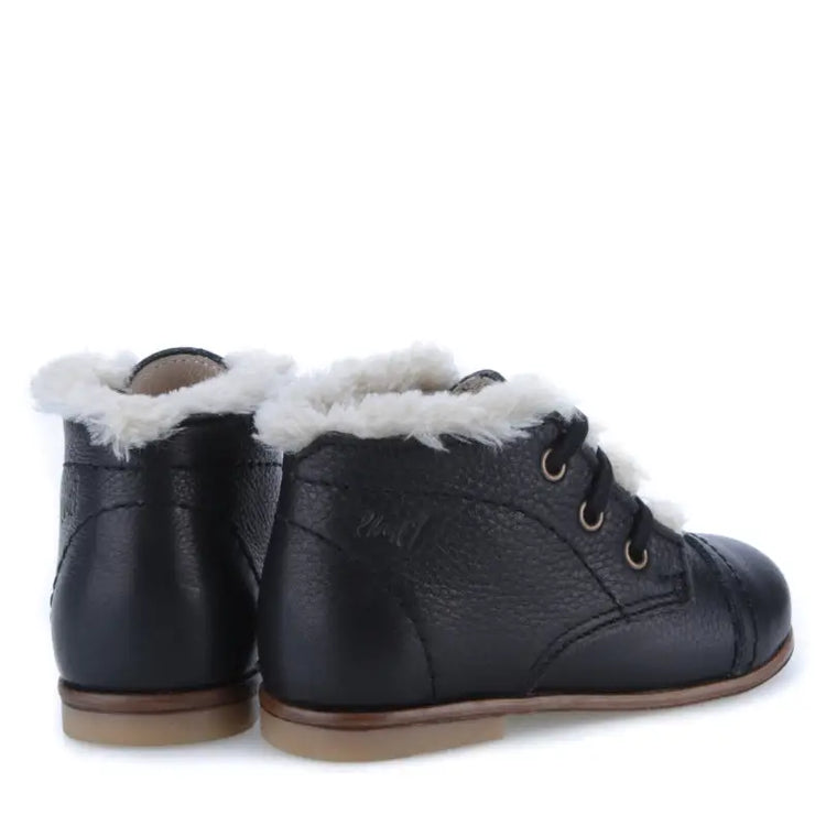 EMEL Black Pebbled Fur Toddler Bootie 2408 - FIRST WALKER