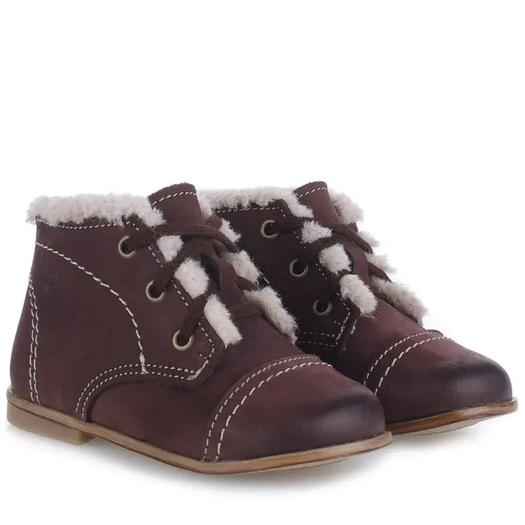 Emel Brown Nubuck Fur Toddler Bootie 2438 - 20 - FIRST WALKER