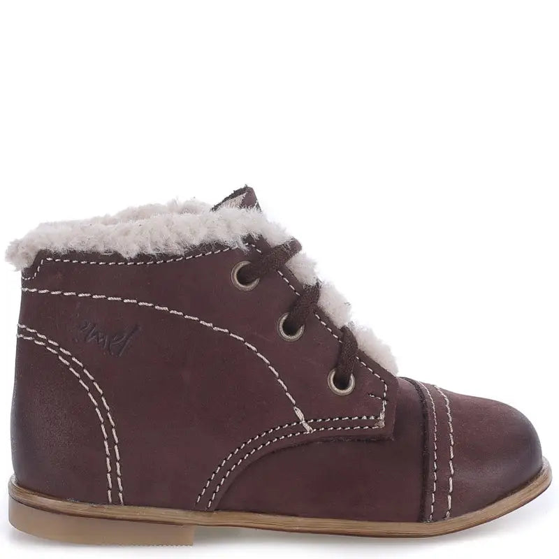 Emel Brown Nubuck Fur Toddler Bootie 2438 - FIRST WALKER