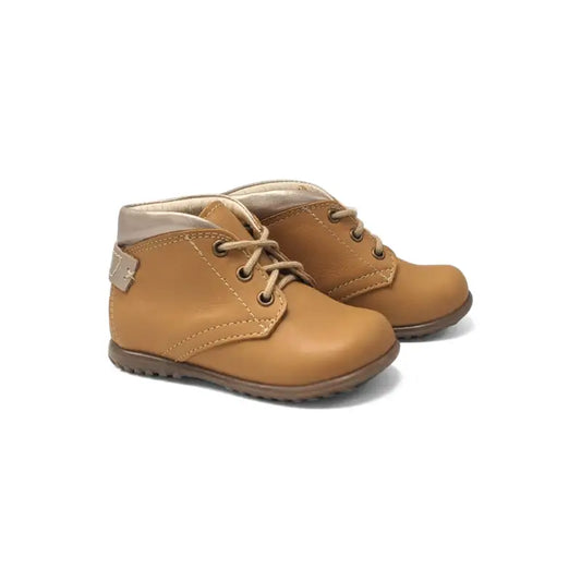 Emel Camel Silver Lace Up First Walker E - FIRST WALKER