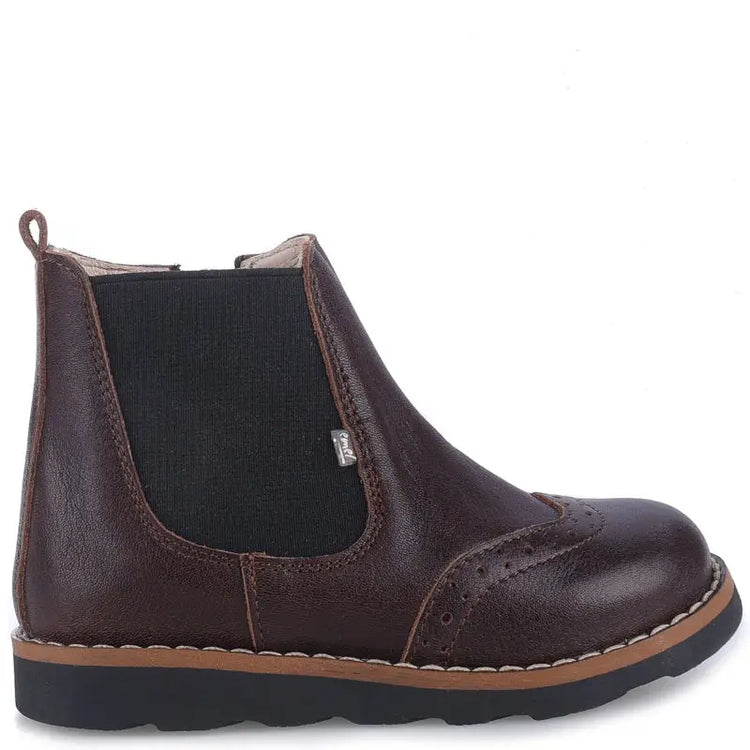 Emel Dark Brown Wingtip Bootie 2733 - GIRLS