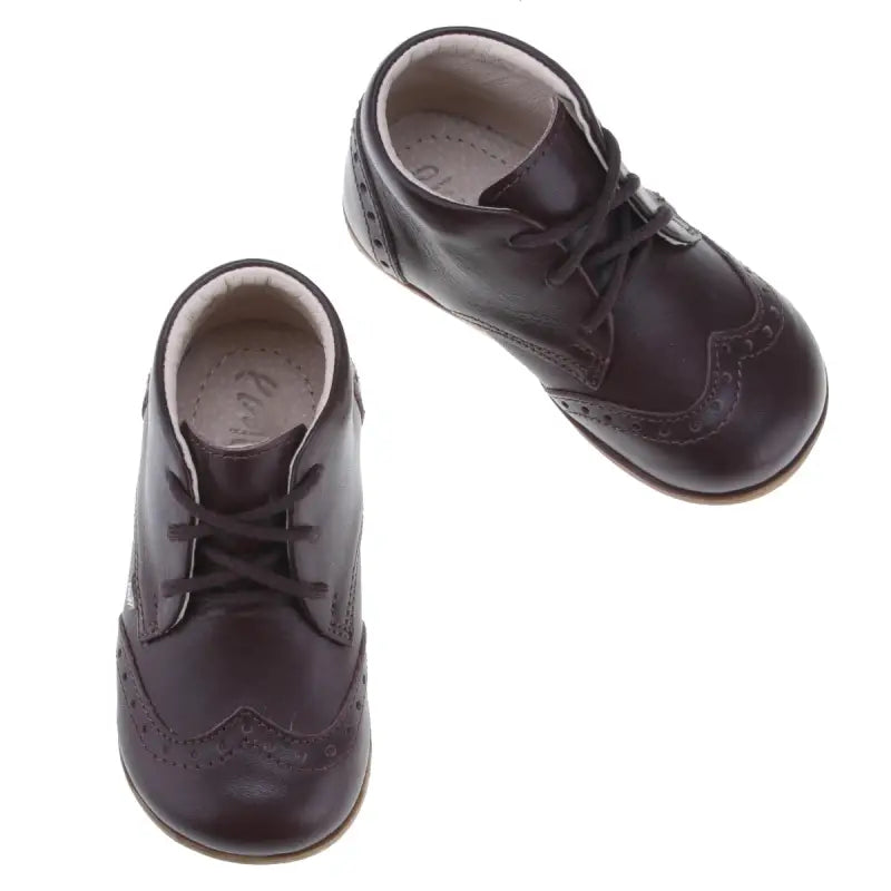 EMEL Dark Brown Wingtip Toddler Bootie 1432 - FIRST WALKER