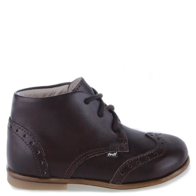 EMEL Dark Brown Wingtip Toddler Bootie 1432 - FIRST WALKER