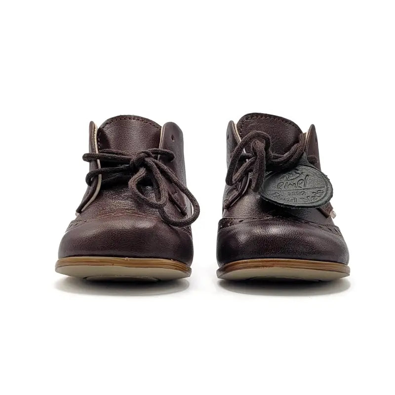 EMEL Dark Brown Wingtip Toddler Bootie 1432 - FIRST WALKER