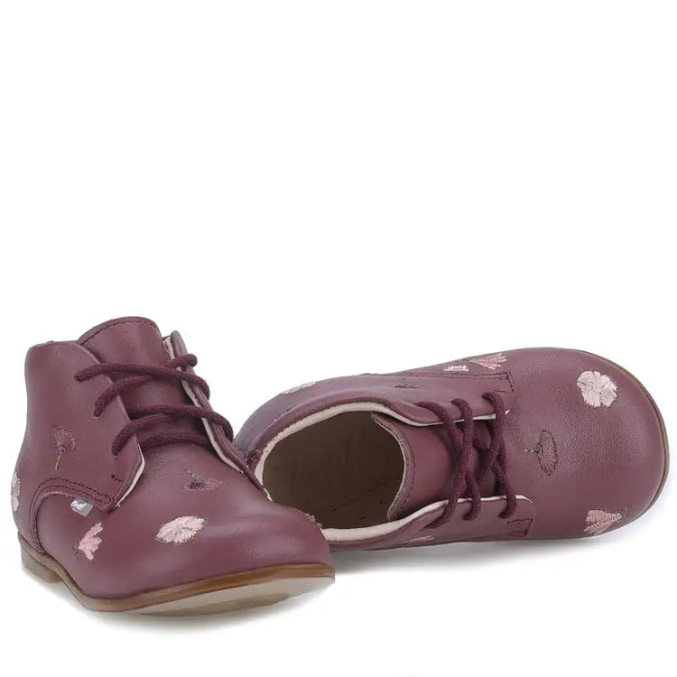 Emel Plum Embroidery Toddler Bootie E1426 - FIRST WALKER