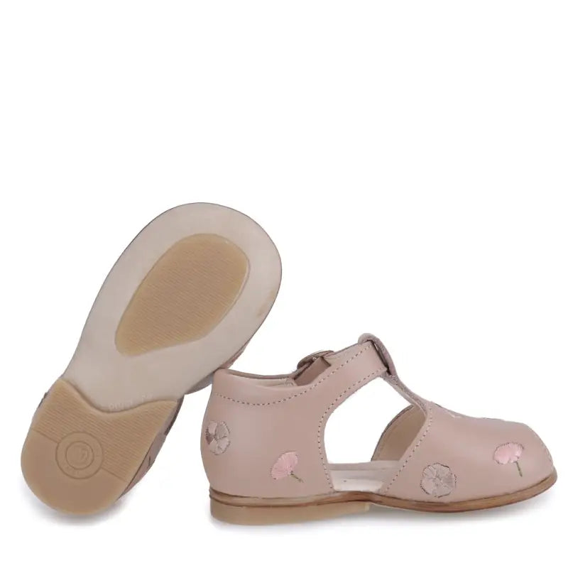 Emel Taupe Embroidery Toddler Sandal E2208 - FIRST WALKER