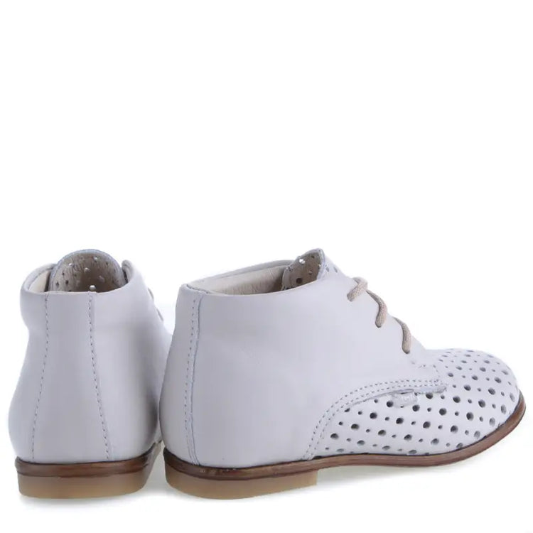 Emel White Perforated Lace Up First Walker E - FIRST WALKER